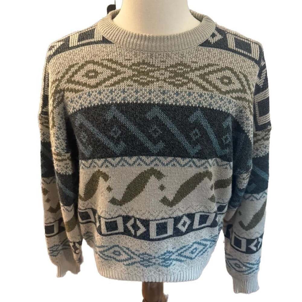 Vintage Expressions Worldwide Aztec Geometric Pattern Knit Sweater L